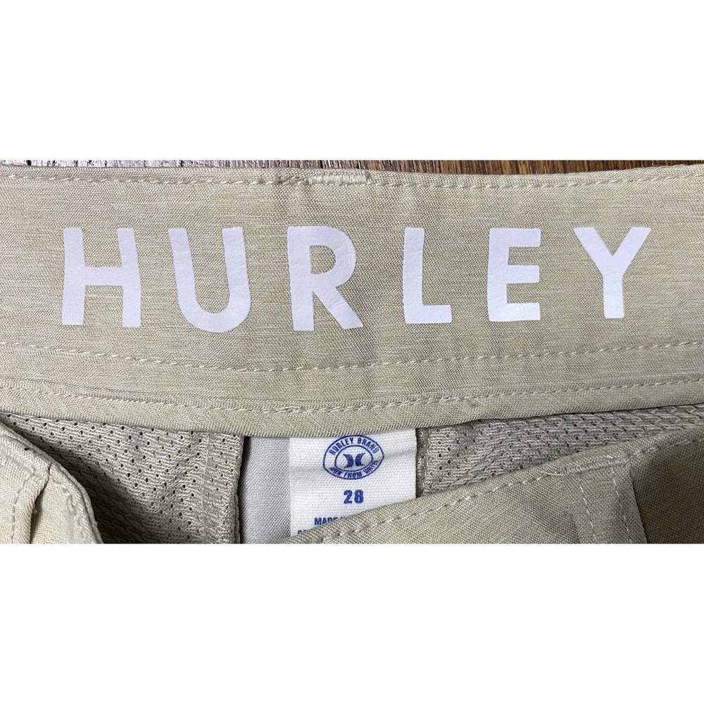 Hurley Hybrid Performance Shorts Sz 28 Khaki Quick Dry Walking Beach Resort Wear